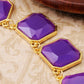 D Contemporary Linked Purple Square Bead Necklace