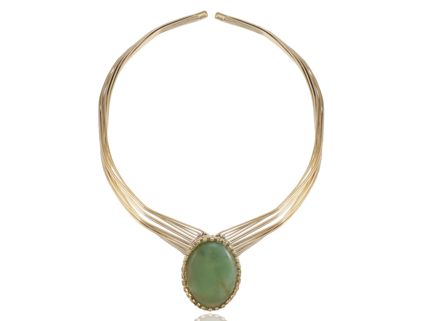D Contemporary Single Green Pendant Layered Necklace