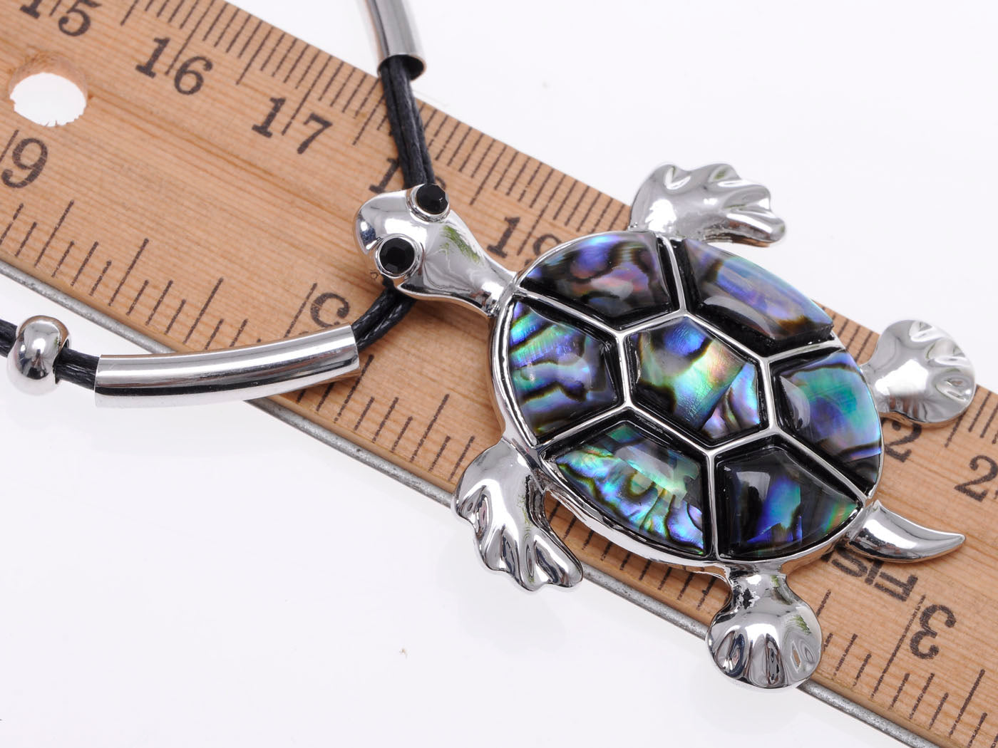 Abalone Shell Body Black Eyed Sea Turtle Necklace