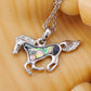 Abalone Shell Body Racing Race Horse Necklace