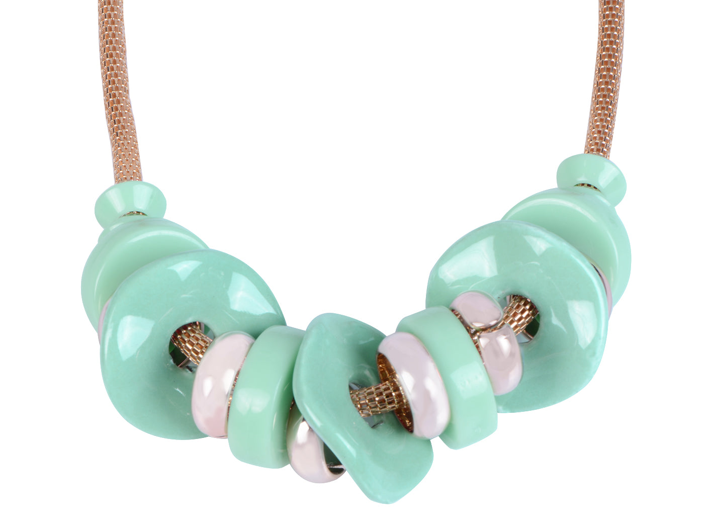 Retro Ring Turquoise Circle Layers Necklace