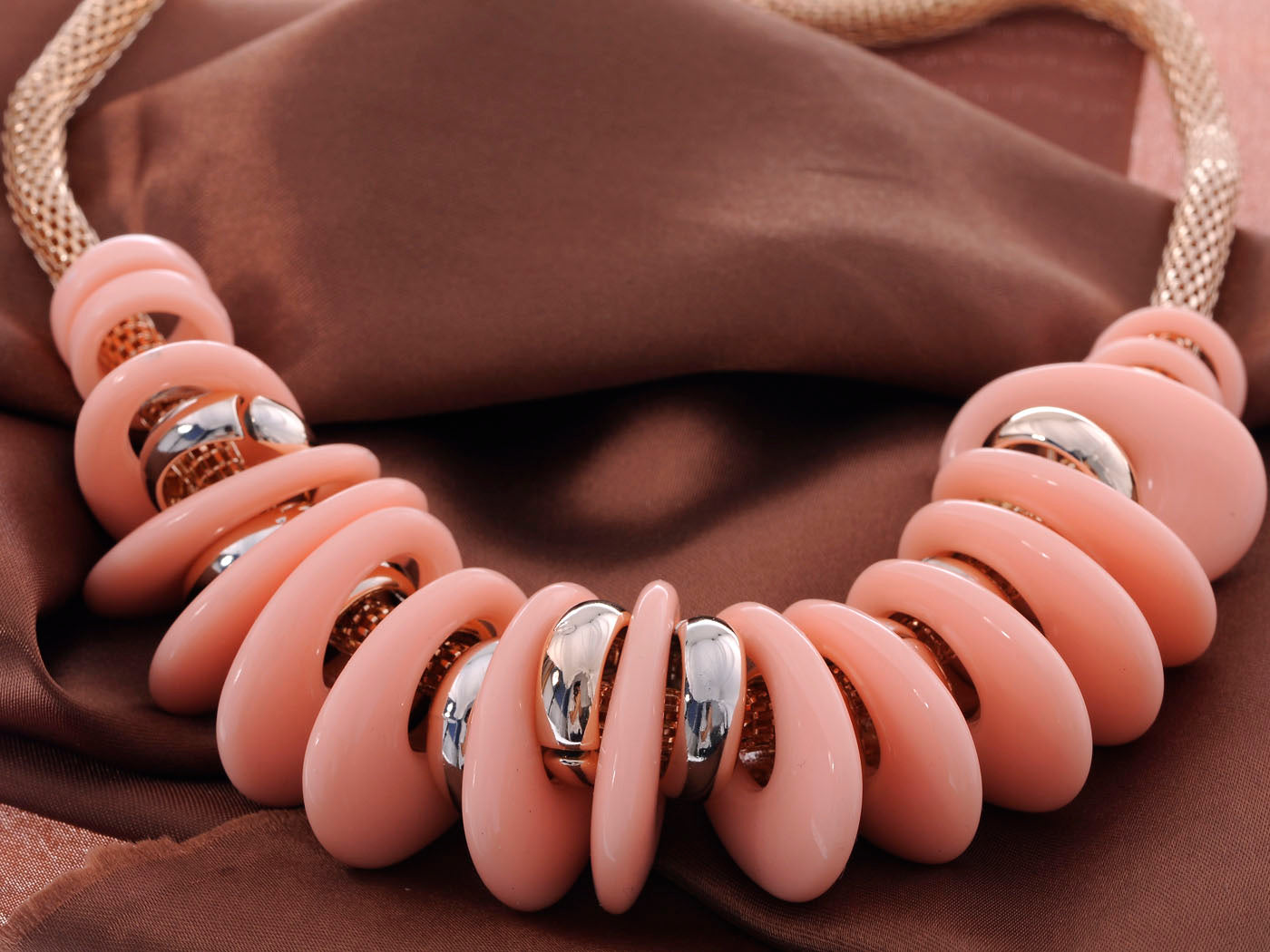 Retro Ring Light Pink Circle Layered Necklace