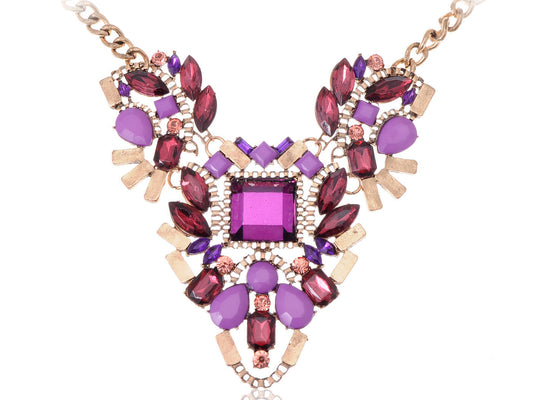 Geometric Amethyst Purple Bead Necklace