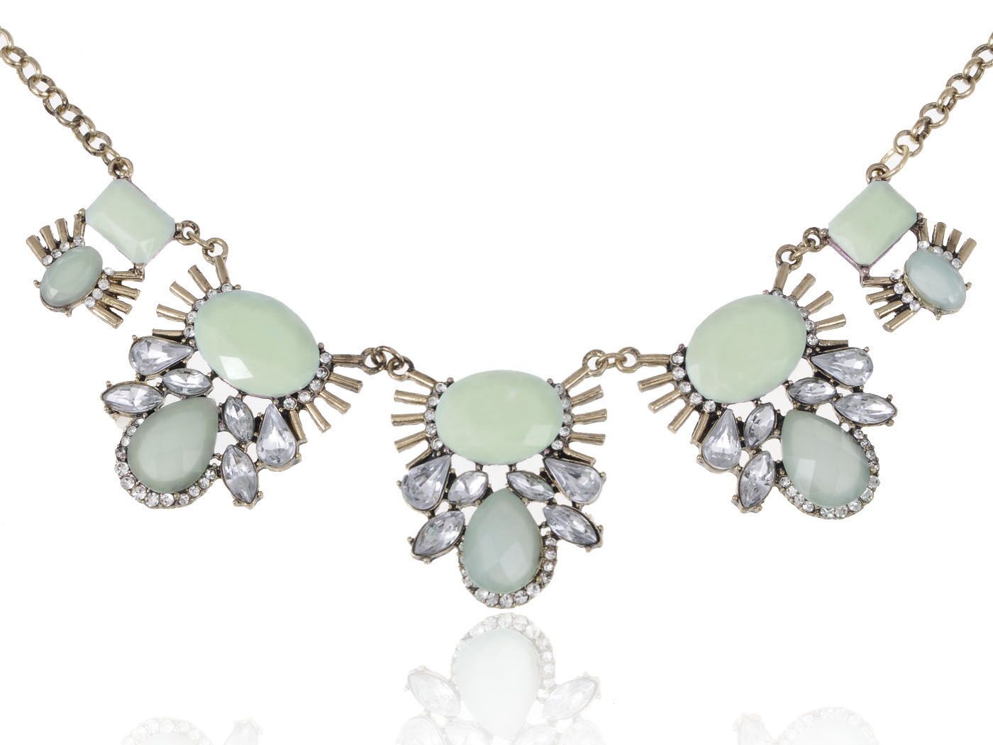 Pastel Blue Bead White Accented Necklace