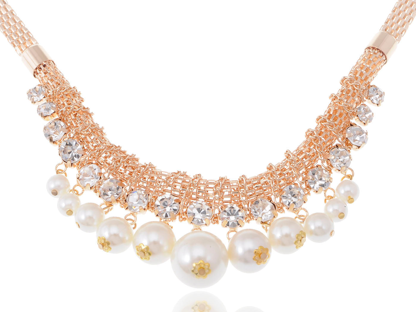 Pearl Woven Chain Collar Necklace