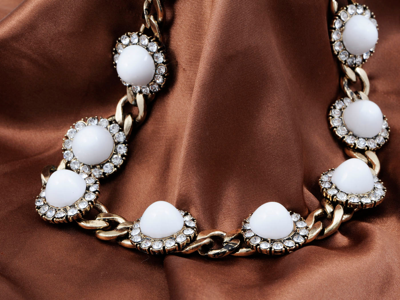 Ethnic White Bead Accented Collar Necklace