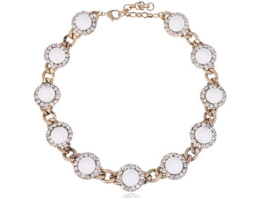 Ethnic White Bead Accented Collar Necklace