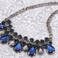 Black Blue Diamond Bead Transparent Collar Necklace