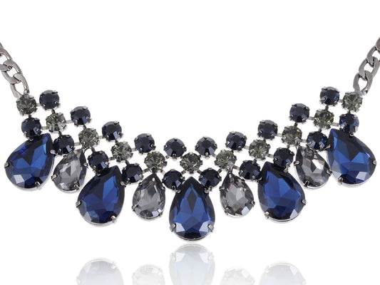 Black Blue Diamond Bead Transparent Collar Necklace