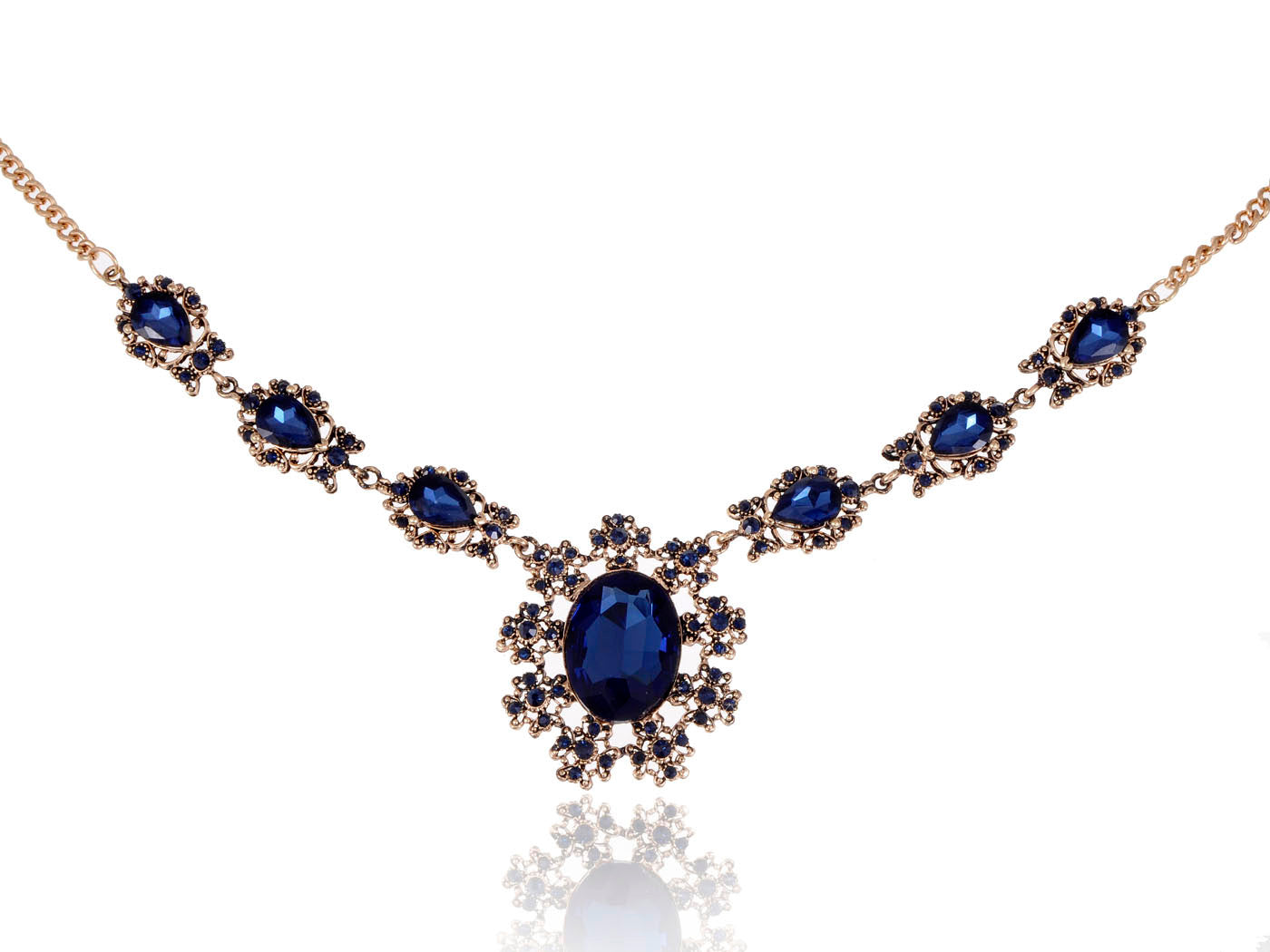 Royal Blue Sapphire Diamond Collar Necklace