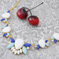 Pastel Colored White Blue Teardrops Collar Necklace