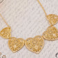 Matte Gold Contemporary Floral Heart Necklace