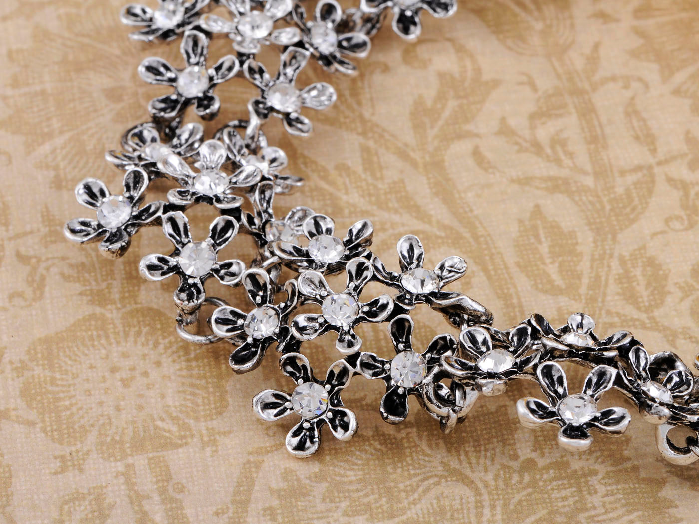 Flower Cluster Accented Antique Necklace