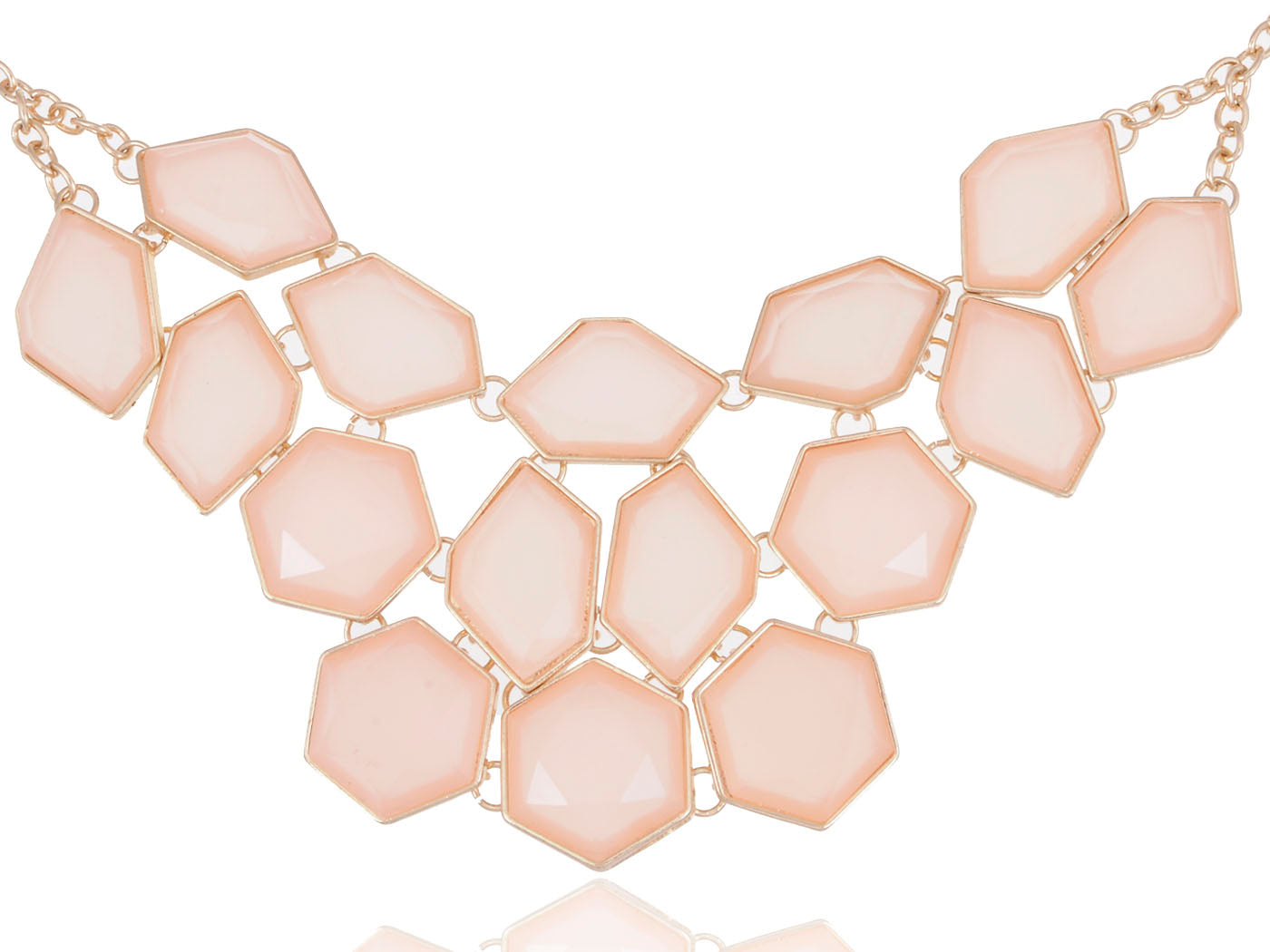 Peach Colored Pendants Multilayer Bib Chain Necklace