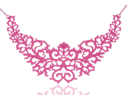 Pink Indian Henna Intricate Design Bib Necklace