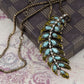 Mystic Feather Shape Blue Bead Leaf Branch Collar Necklace