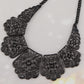 Alilang Women's Antique Inspired Matte Filigree Floral Cut Out Chunky Statement Bib Collar Necklace Costume Jewelry