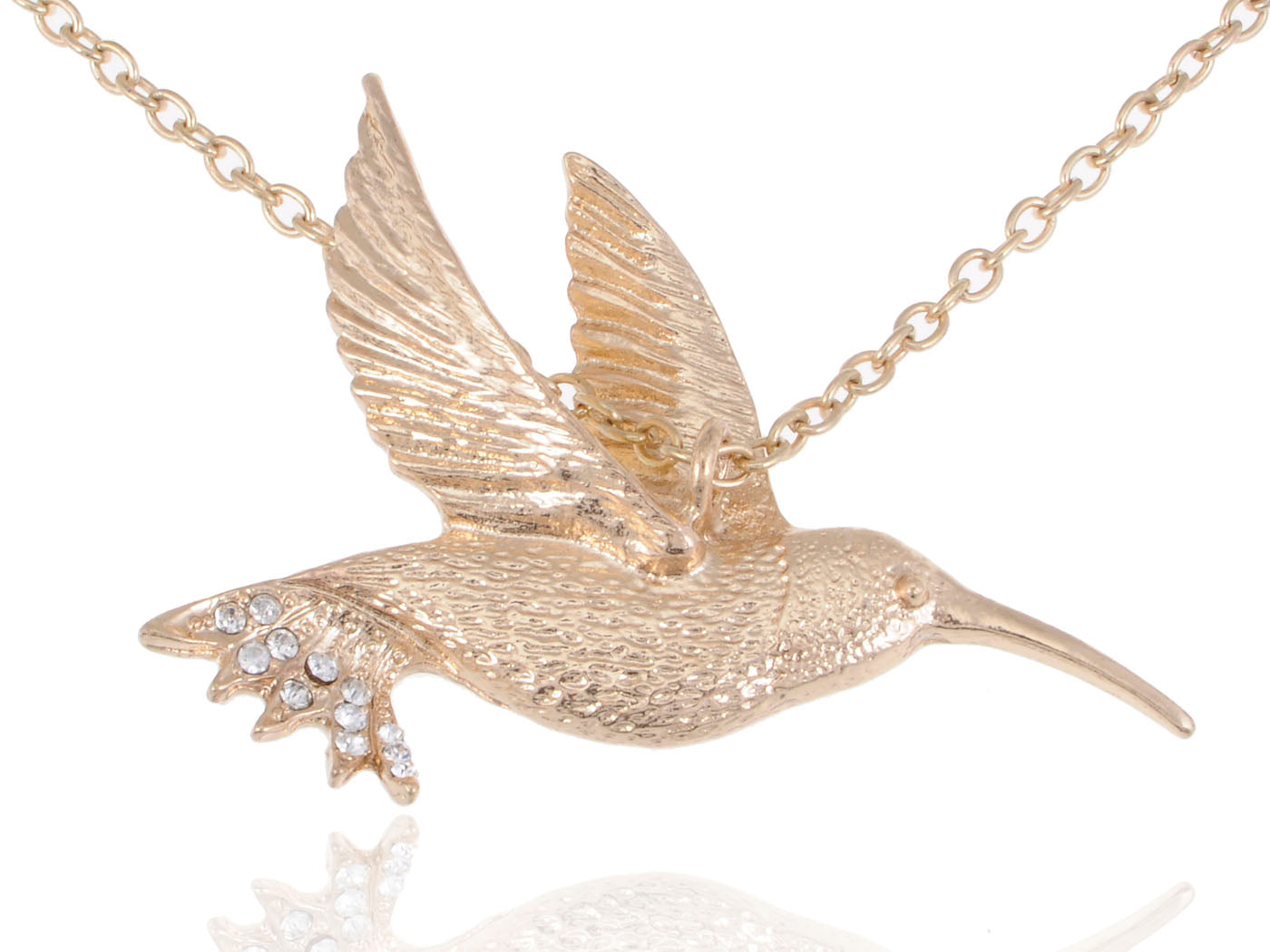 Soft Hummingbird Bird Pendant Necklace