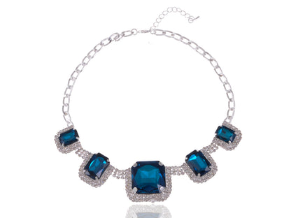 Royal White Square Blue Bead Necklace