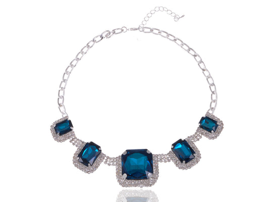 Royal White Square Blue Bead Necklace