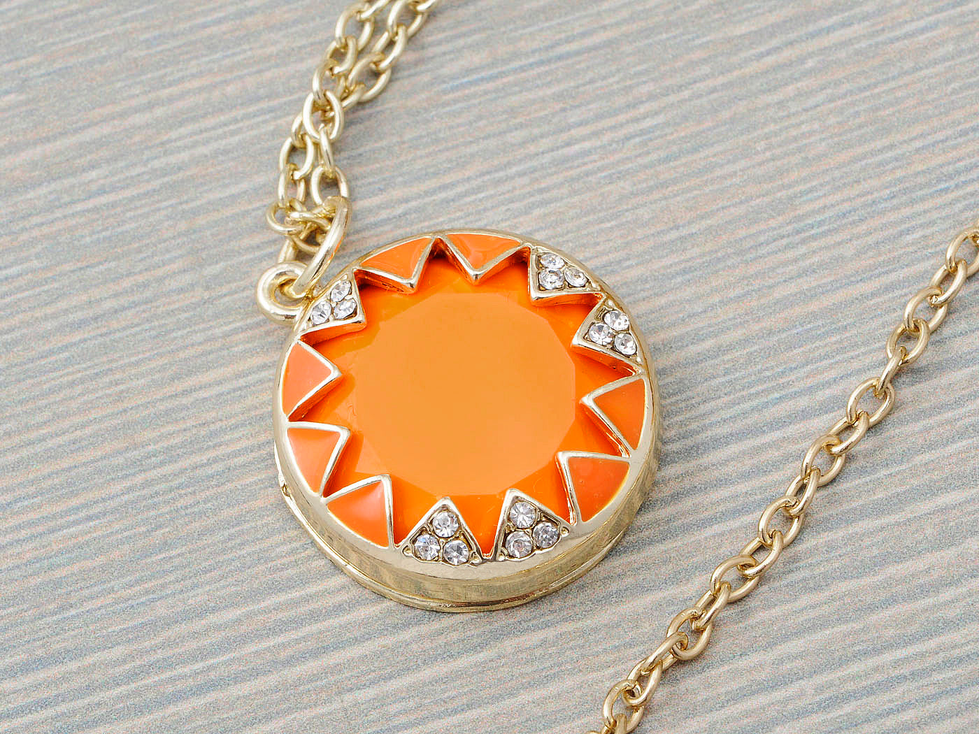 Yellow Orange Pendant Accented Necklace