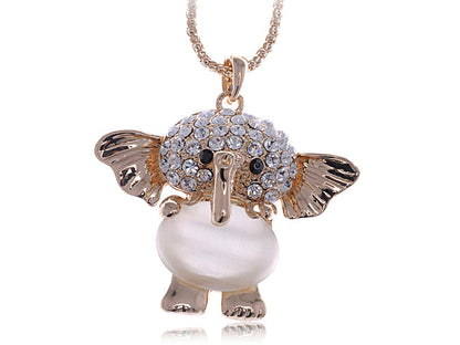 Opal Belly Elephant Necklace