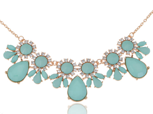 Pastel Colored Blue Teardrops Collar Necklace