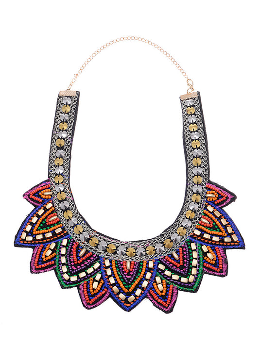 Tribal Multicoloured Bead Linked Chain Necklace