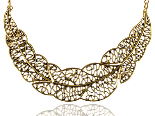 Ethnic Intricate Design Leaf Shaped Crescent Necklace