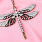 White Body Grey Black Enamel Wings Dragonfly Pendant Necklace