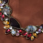 Antique Dark Multicolored Gemss Statement Necklace