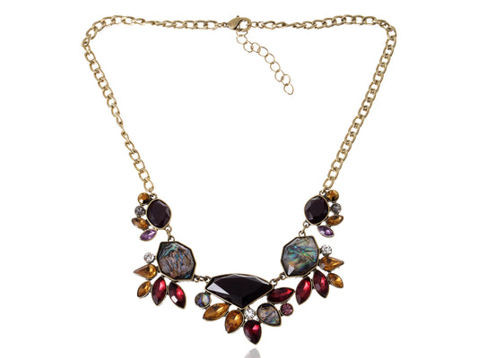 Antique Dark Multicolored Gemss Statement Necklace