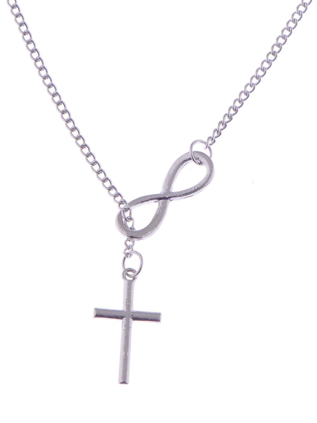 Royal Heart Cross Holy Linked Bow Pendant Necklace