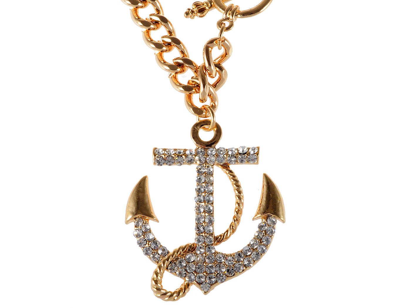 Embellished Anchor Pendant Short Chain Necklace