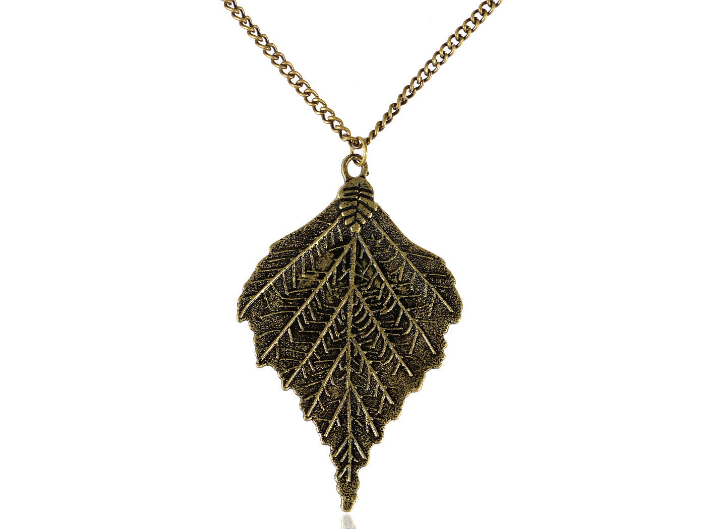 Bronze Single Etched Maple Leaf Pendant Necklace