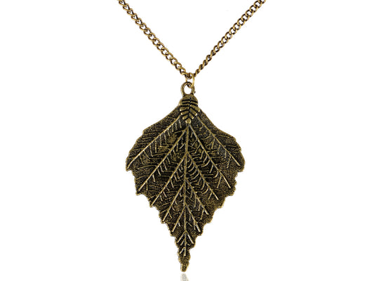 Bronze Single Etched Maple Leaf Pendant Necklace