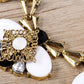 Retro Three Flower White Intricate Designed Pendant Necklace