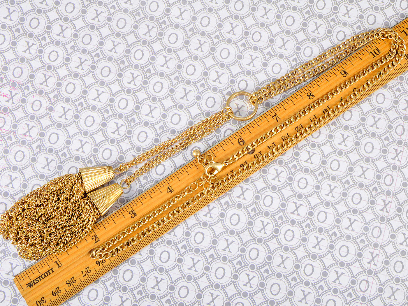Boho Vintage Twin Tassel Drop Dangle Ring Chain Pendant Necklace