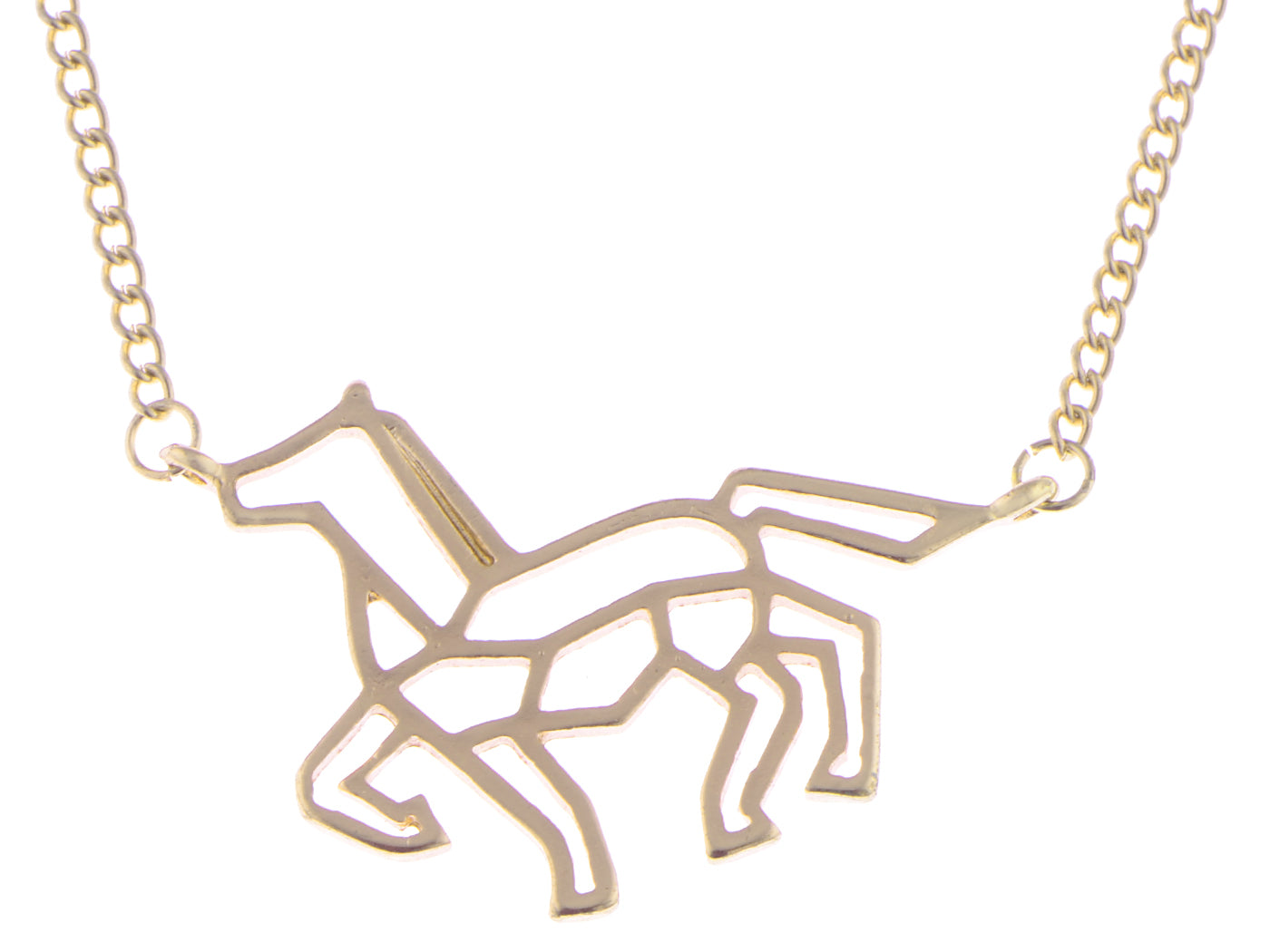 Gold Cut Out Horse Pendant Necklace
