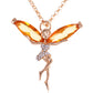 Silver Pink Enamel Pixie Fairy Angel Pendant Necklace
