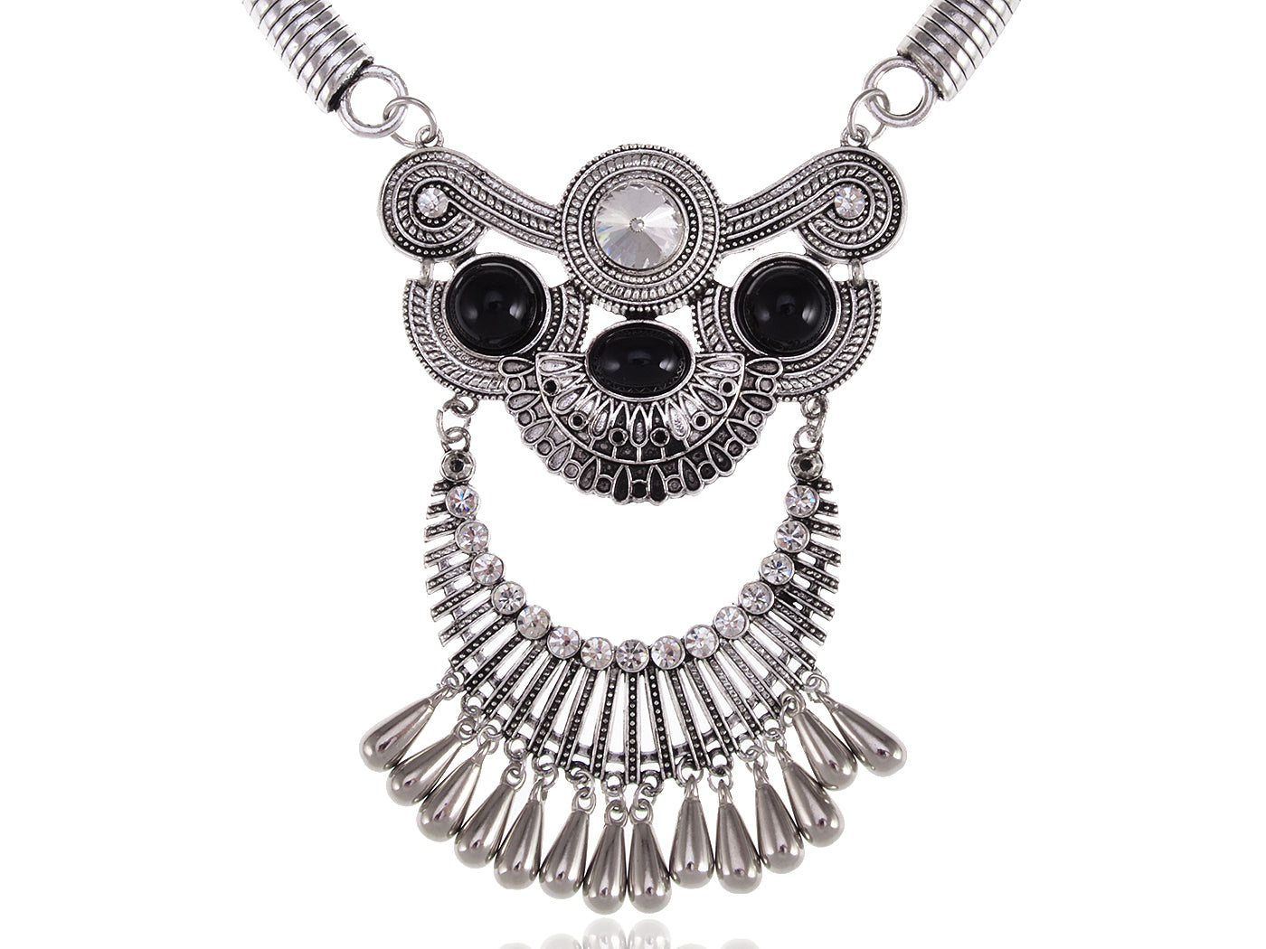 Black Colored Statement Collar Necklace