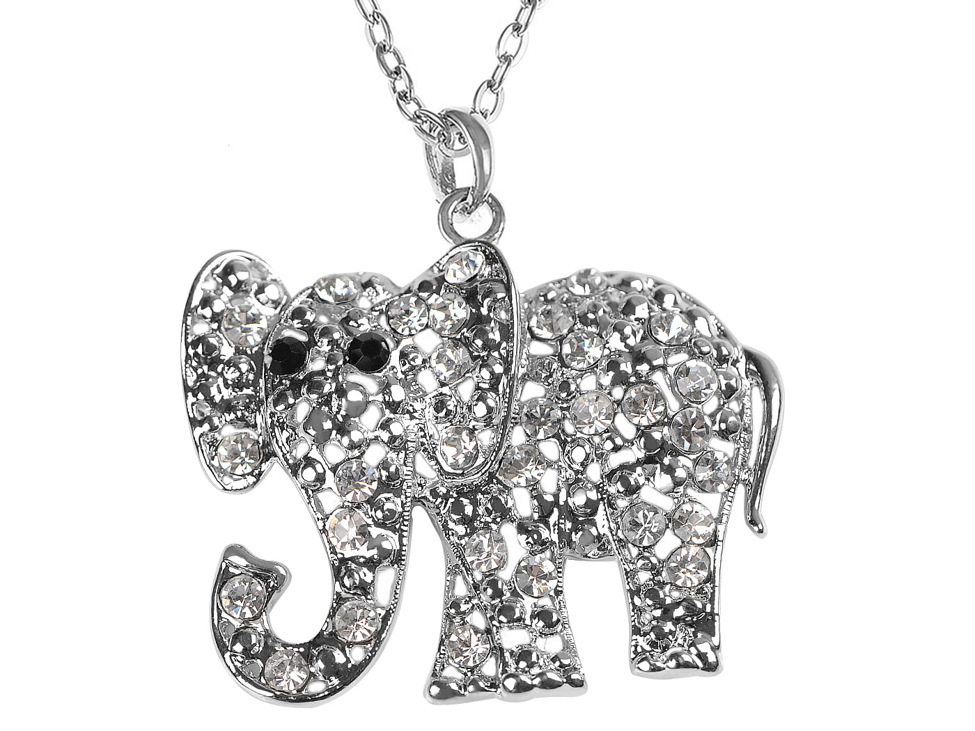 Silver Cut Out Elephant Pendant Necklace