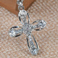 Beautiful Silver Cut Out Holy Across Pendant Necklace