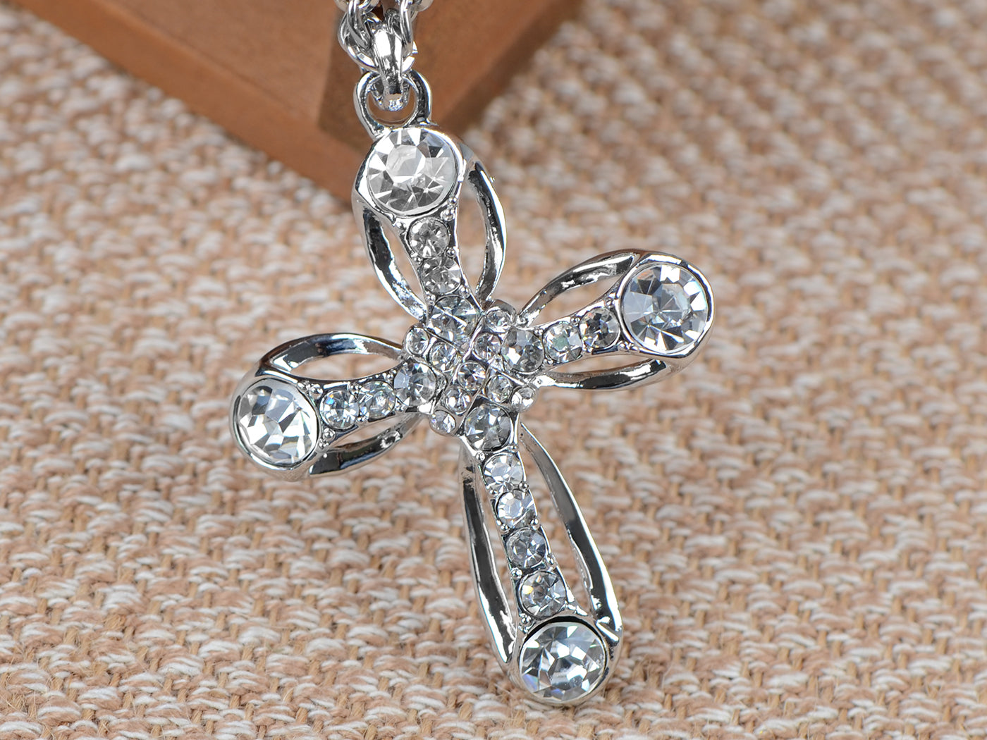 Beautiful Silver Cut Out Holy Across Pendant Necklace