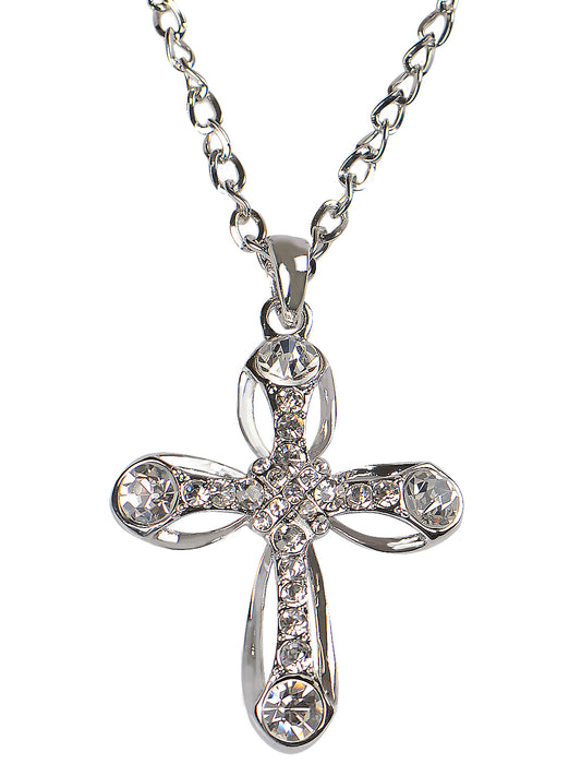 Beautiful Silver Cut Out Holy Across Pendant Necklace