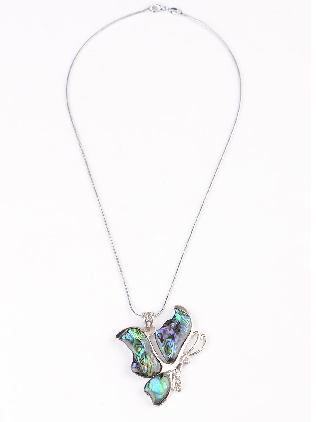 Multicolored Broken Abstract Butterfly Pendant Necklace