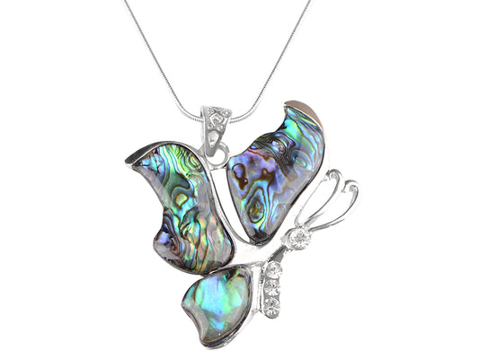 Multicolored Broken Abstract Butterfly Pendant Necklace