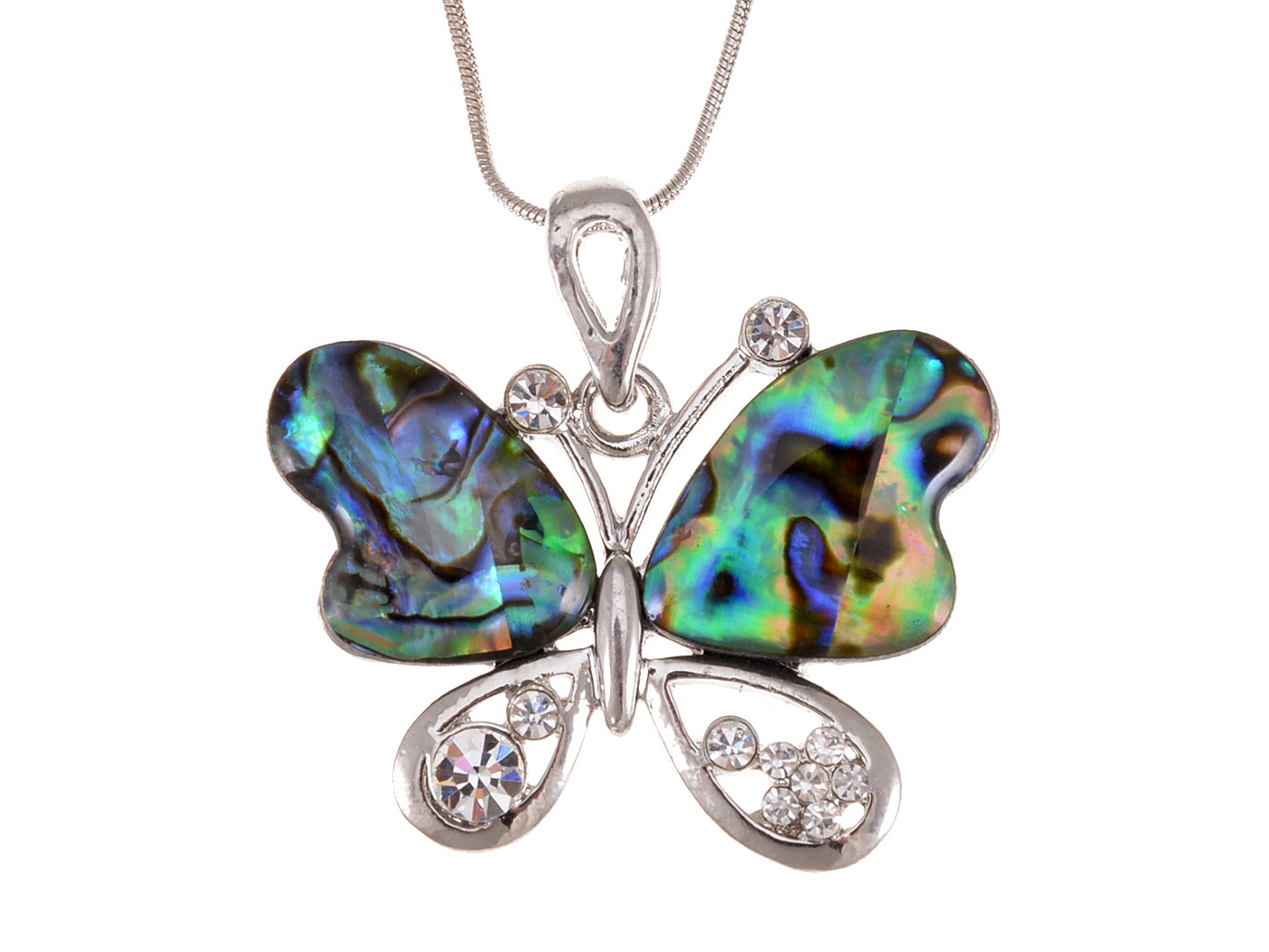 Multicolor Abalone Shell Butterfly Insect Wings Statement Pendant Necklace