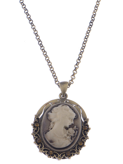 Women??S Antique Rust Gold Victorian Maiden Lady Cameo Pendant Necklace
