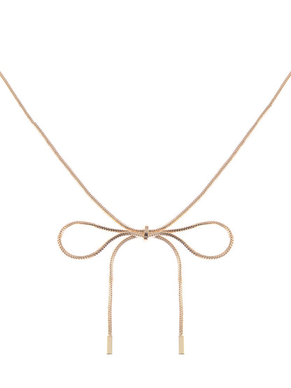 Casual Minimalistic Dainty Ribbon Bow Tie Love Knot Necklace